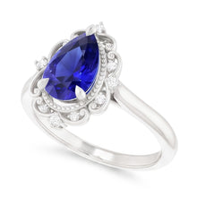 14 Karat White Gold Blue Sapphire Colored Stone Ring – 2.25-ct