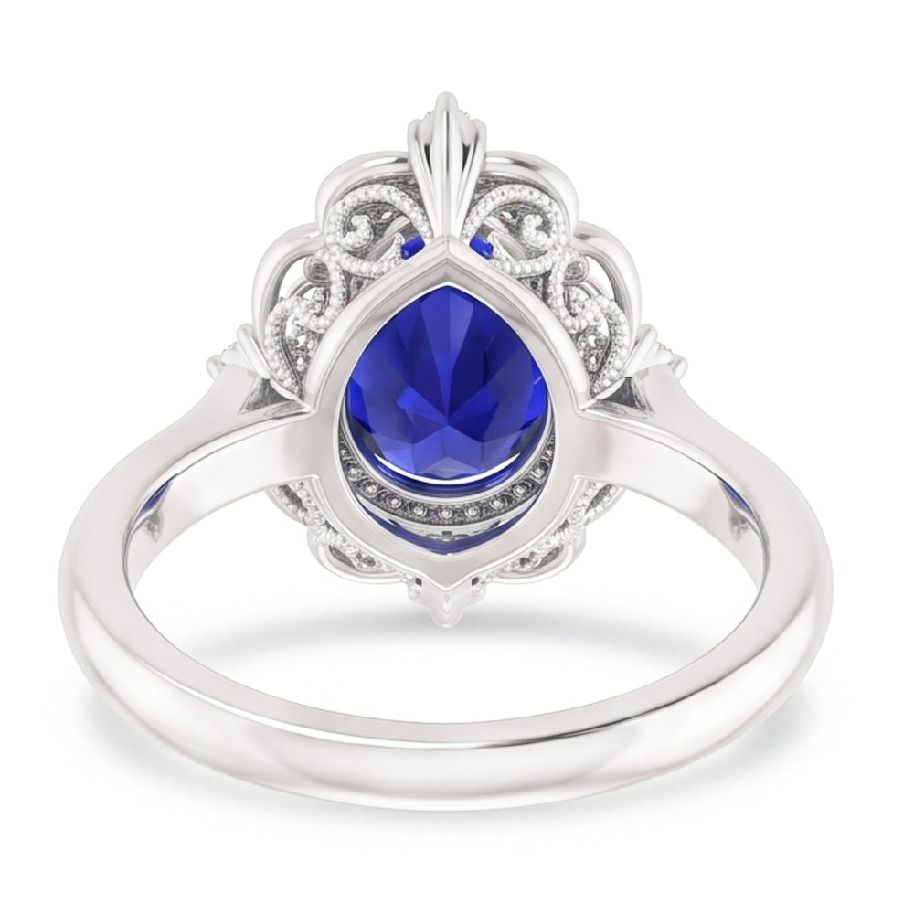 14 Karat White Gold Blue Sapphire Colored Stone Ring – 2.25-ct