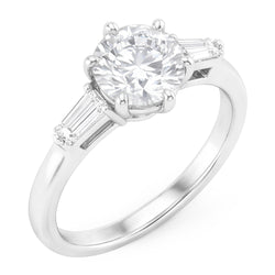 14 Karat White Gold Brilliant Diamond Three Stone Ring – 2-ct