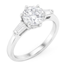 14 Karat White Gold Brilliant Diamond Three Stone Ring – 2-ct