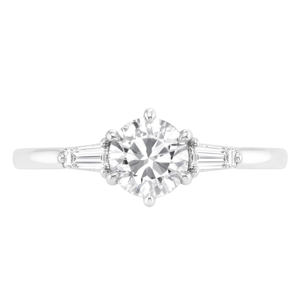14 Karat White Gold Brilliant Diamond Three Stone Ring – 2-ct