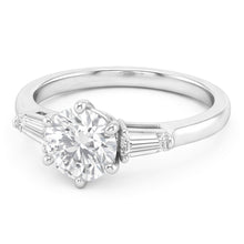 14 Karat White Gold Brilliant Diamond Three Stone Ring – 2-ct