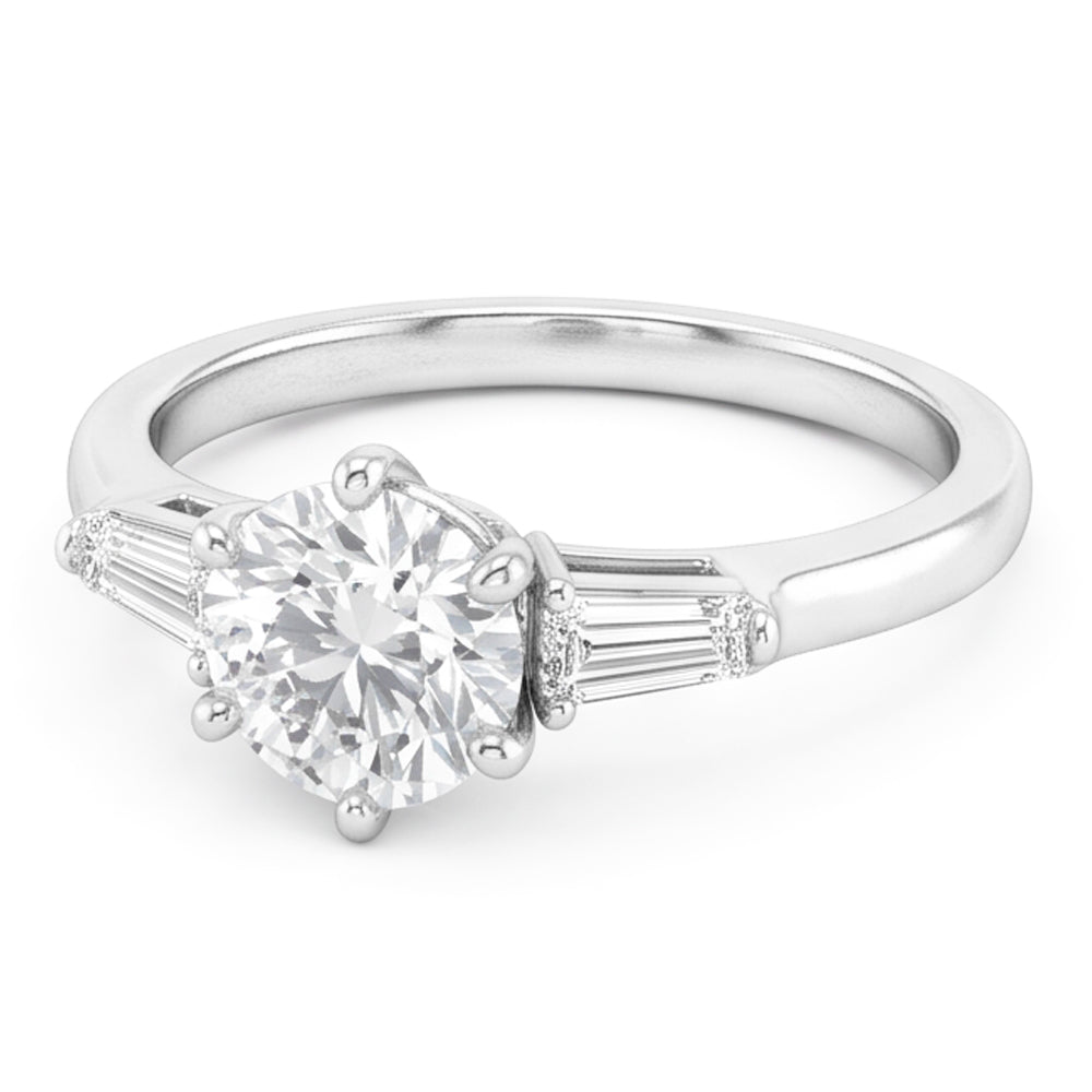 14 Karat White Gold Brilliant Diamond Three Stone Ring – 2-ct
