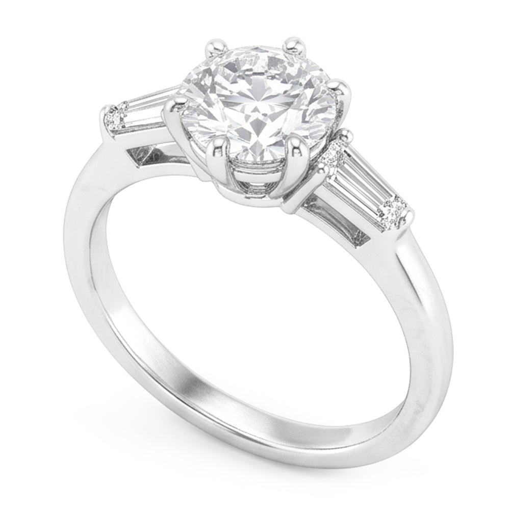 14 Karat White Gold Brilliant Diamond Three Stone Ring – 2-ct