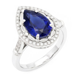 14 Karat White Gold Gemstone Ring with Royal Blue Sapphire