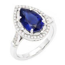 14 Karat White Gold Gemstone Ring with Royal Blue Sapphire