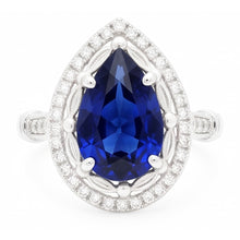 14 Karat White Gold Gemstone Ring with Royal Blue Sapphire