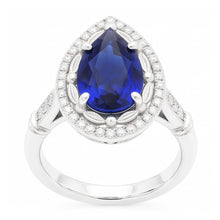 14 Karat White Gold Gemstone Ring with Royal Blue Sapphire