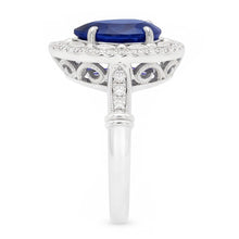 14 Karat White Gold Gemstone Ring with Royal Blue Sapphire
