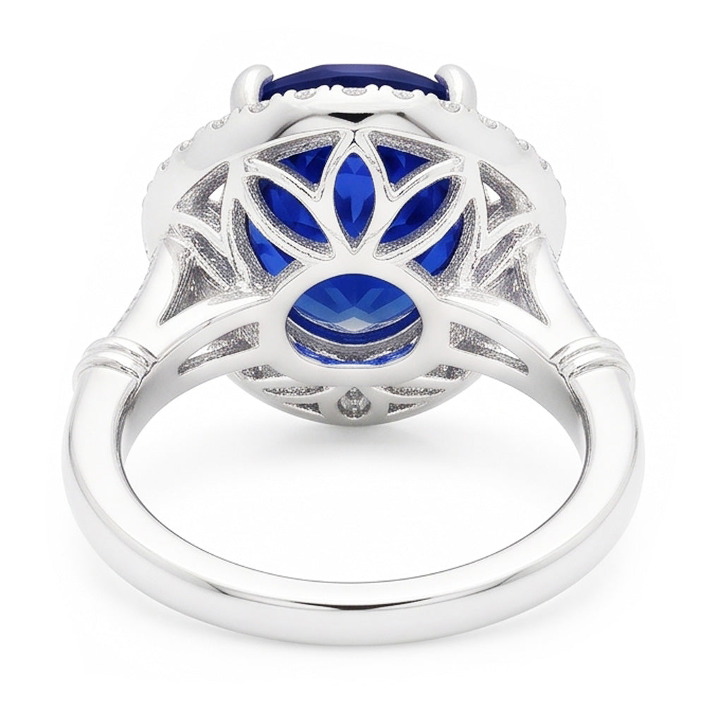 14 Karat White Gold Gemstone Ring with Royal Blue Sapphire