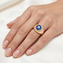 14 Karat Yellow Gold Colored Stone Ring with Blue Sapphire