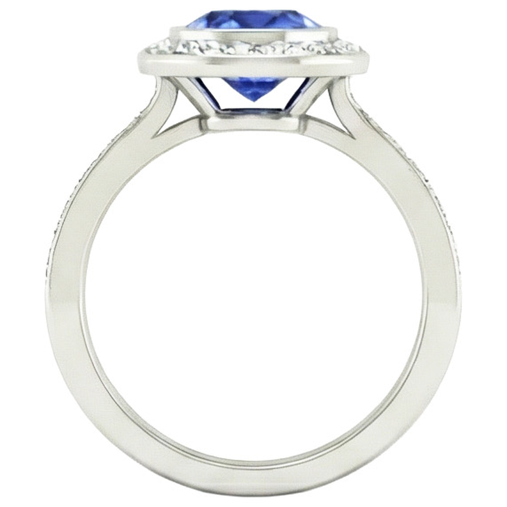 14K Bezel Ceylon Sapphire Natural Earth Mined DIAMOND ( NOT LAB GROWN ) Engagement Ring 3.42 Carats