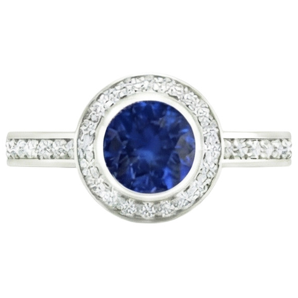 14K Bezel Ceylon Sapphire Natural Earth Mined DIAMOND ( NOT LAB GROWN ) Engagement Ring 3.42 Carats
