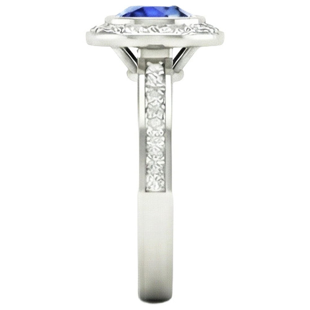 14K Bezel Ceylon Sapphire Natural Earth Mined DIAMOND ( NOT LAB GROWN ) Engagement Ring 3.42 Carats