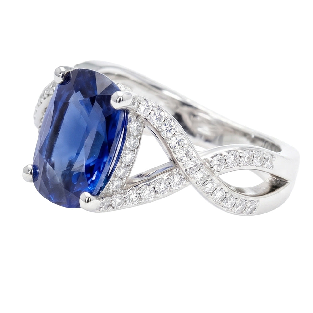 14K Gold 8 Carat Sapphire Engagement Ring