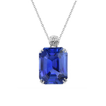 Cornflower Blue Sapphire Step Cut Stone Pendant Necklace in 14K White Gold – main view