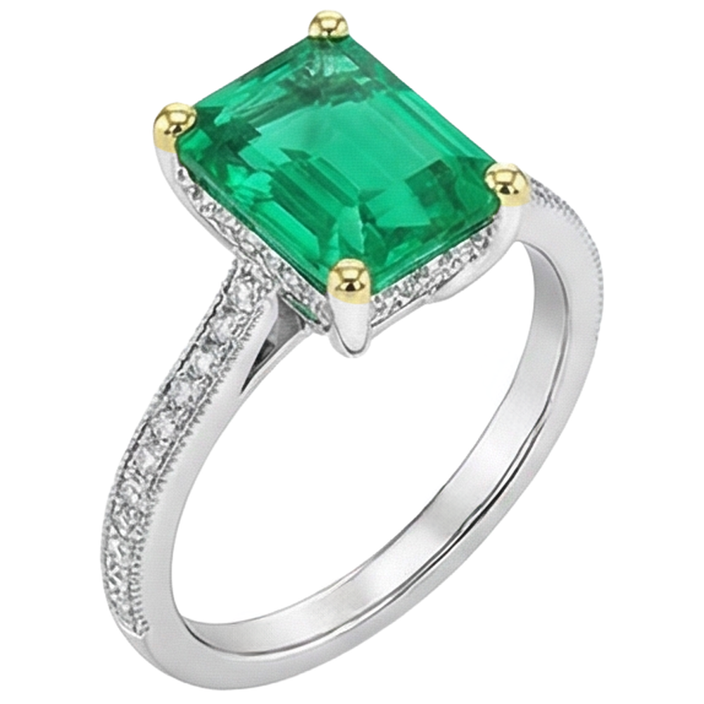 Natural Colombian Emerald Colored Stone Ring – side view