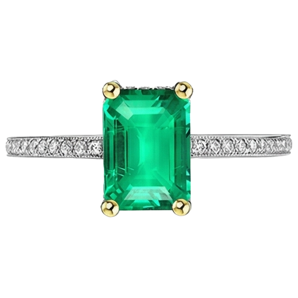 Natural Colombian Emerald Colored Stone Ring – angle view