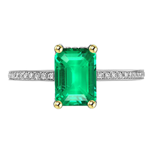 Natural Colombian Emerald Colored Stone Ring 2 ct Two-Tone 14K Gold – main view