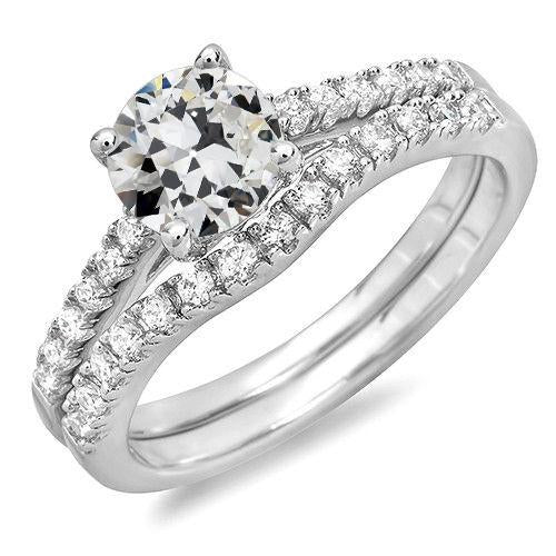 14K Gold Genuine Diamond Engagement Ring Set Old Mine Cut Jewelry 4.50 Carats