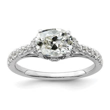 14K Gold Genuine Oval Old Miner Diamond Ring Bridge Accents 4.50 Carats