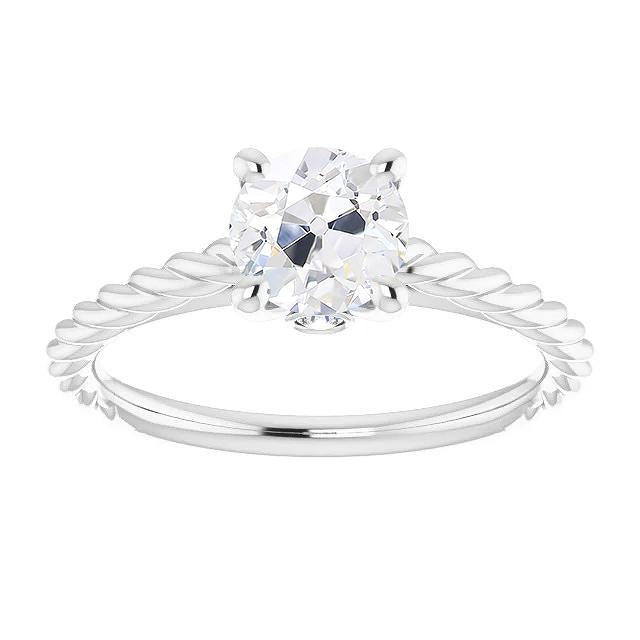 14K Gold Genuine Round Old Cut Diamond Ring Prong Rope Style 2.25 Carats