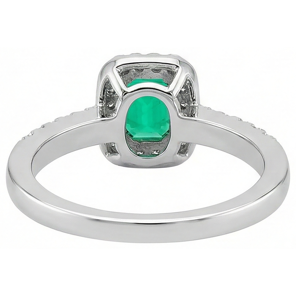 Natural Fine Emerald Colored Stone Ring – back view
