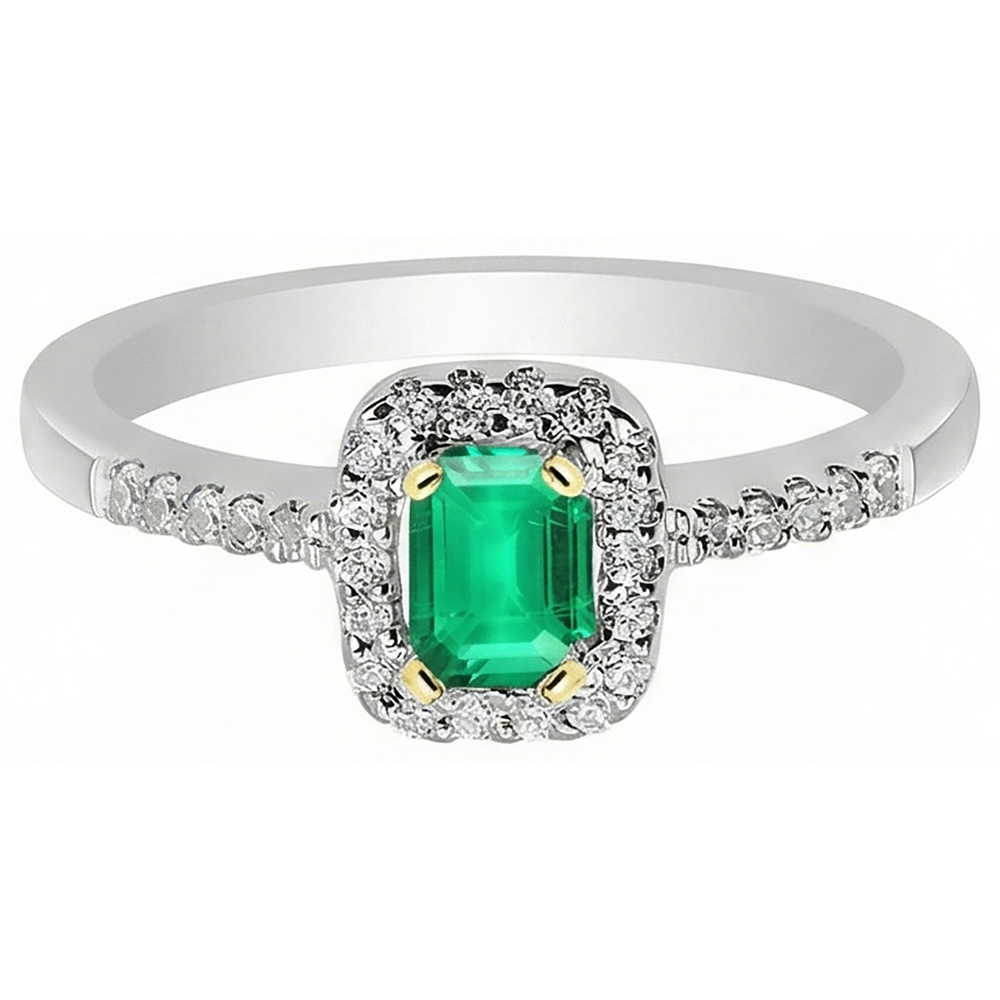 Exquisite Fine Emerald Colored Stone Ring 1 ct – side view