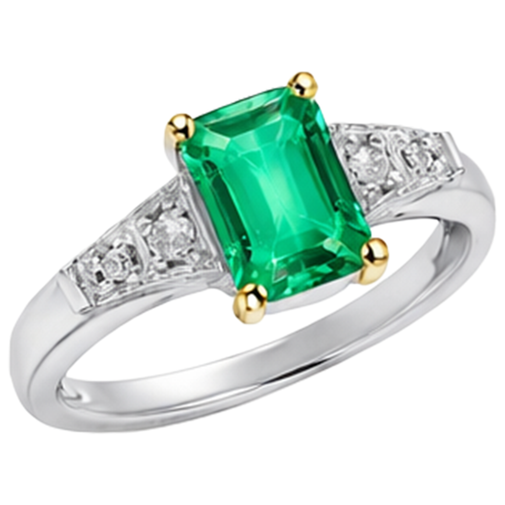 Bespoke Fine Emerald Colored Stone Ring 2 ct – front view
