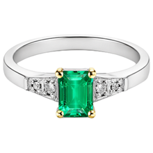 Fine Emerald Emerald Cut Colored Stone Ring in Two-Tone 14K Gold – side view