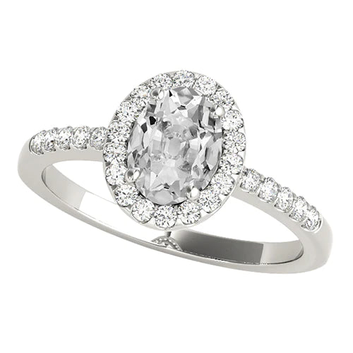 14K Gold Halo Ring With Accents Oval Old Miner Real Diamond 5 Carats