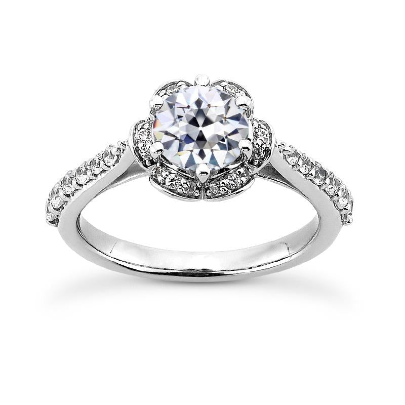 14K Gold Halo Wedding Ring Old Mine Cut Real Diamond 3.75 Carats Jewelry