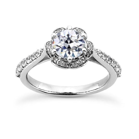14K Gold Halo Wedding Ring Old Mine Cut Real Natural Earth Mined Diamond 3.75 Carats Jewellery