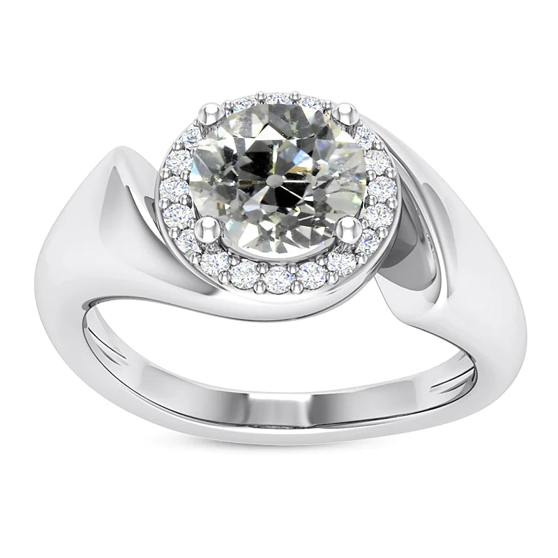 14K Gold Halo Wedding Ring Round Old Mine Cut Real Diamonds 4.75 Carats