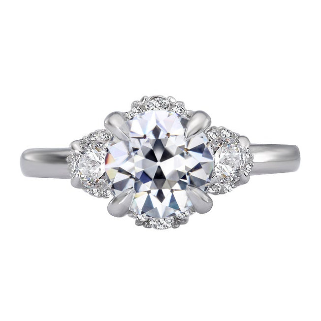 14K Gold Old Mine Cut Real Diamond Engagement Ring Prong Set 6.50 Carats