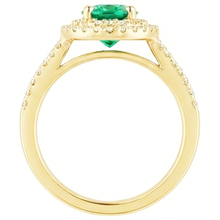 14K Gold Oval Shaped Green Emerald With Round Natural Earth Mined DIAMOND ( NOT LAB GROWN ) Ring 6 Carats