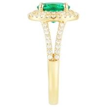 14K Gold Oval Shaped Green Emerald With Round Natural Earth Mined DIAMOND ( NOT LAB GROWN ) Ring 6 Carats