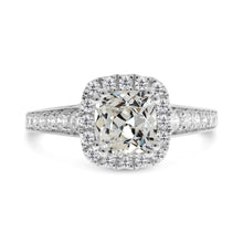 14K Gold Round & Cushion Old Mine Cut Real Diamond Halo Ring 8 Carats
