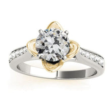14K Gold Round Old Cut Real Natural Earth Mined Diamond Ring Flower Style 2.75 Carats Two Tone