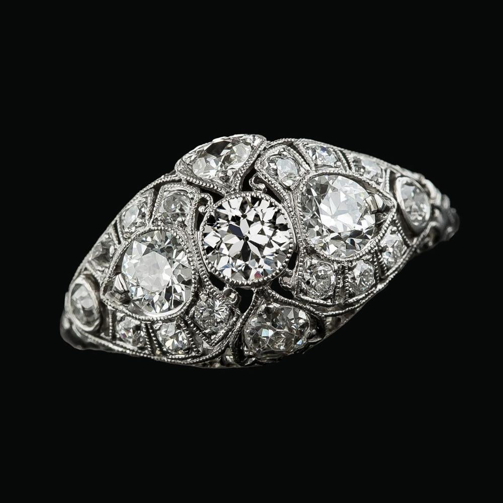 14K Gold Round Old Miner Natural Diamond Ring Milgrain Shank 4.50 Carats