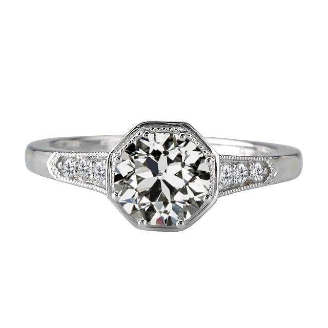 14K Gold Round Old Miner Real Diamond Ring Antique Style 3 Carats