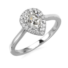 14K Gold Round & Pear Old Mine Cut Real Diamond Halo Ring 4.50 Carats
