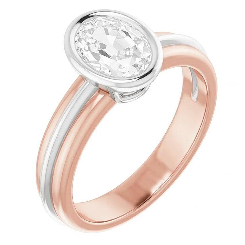 14K Gold Solitaire Wedding Ring Oval Old Mine Cut Natural Earth Mined Diamond 3 Carats