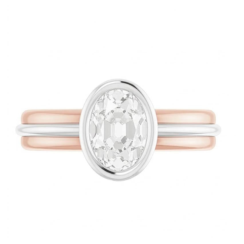 14K Gold Solitaire Wedding Ring Oval Old Mine Cut Natural Earth Mined Diamond 3 Carats