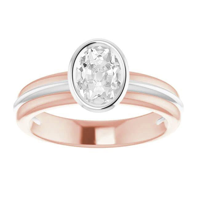 14K Gold Solitaire Wedding Ring Oval Old Mine Cut Real Diamond 3 Carats