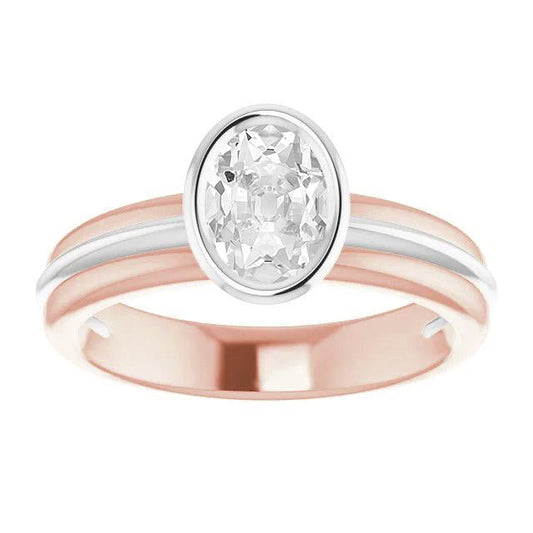 14K Gold Solitaire Wedding Ring Oval Old Mine Cut Real Diamond 3 Carats