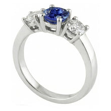 14K Gold Three Stone Engagement Ring Round Ceylon Sapphire 2.50 Carats