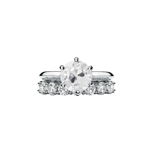 14K Gold Wedding Ring Set Round Old Mine Cut Genuine Diamond 3 Carat Prong Set