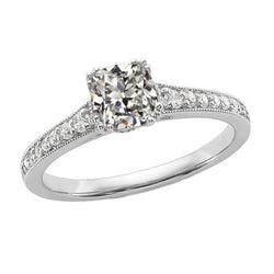 14K Gold Women's Wedding Ring Cushion Old Miner Genuine Diamond 3.50 Carats