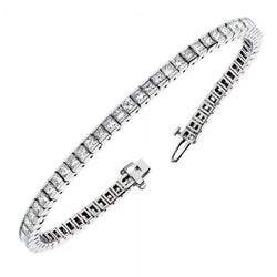 14K Princess Cut 9.30 Carats Real Diamonds Channel Set Tennis Bracelet